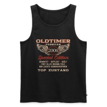 18. Geburtstag Oldtimer Februar Jahrgang 2006 - Männer Premium Bio Tank Top - Schwarz - Vorne - Michal (187cm)