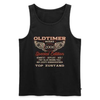 18. Geburtstag Oldtimer März Jahrgang 2006 - Männer Premium Bio Tank Top - Schwarz - Vorne - Michal (187cm)