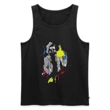 Masque Grafitti pulvérisateur - Débardeur bio Premium Homme - noir - Devant - AI Model Male 178 light (178cm)