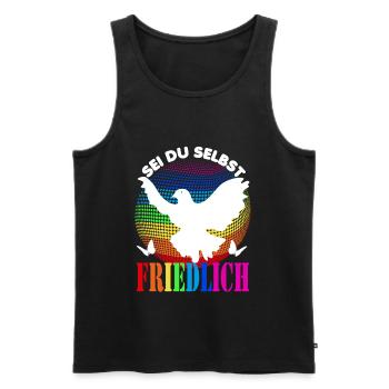 Frieden- Pace - Peace - Sei du selbst - friedlich - Männer Premium Bio Tank Top - Schwarz - Vorne - Michal (187cm)