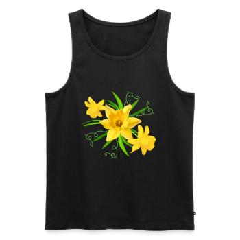 Fleurs de jonquille jaune Fleurs de Pâques printemps - Débardeur bio Premium Homme - noir - Devant - AI Model Male 178 light (178cm)