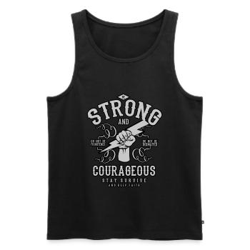 Be Strong and Courageous Christian Motivational - Men's Premium Organic Tank Top - black - Front - AI Model Male 178 light (178cm)