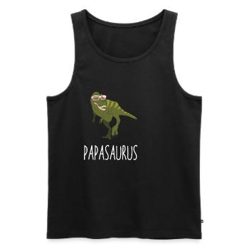 Papasaurus Papa Dinosaurier - Vater Dino Dad - Männer Premium Bio Tank Top - Schwarz - Vorne - AI Model Male 178 light (178cm)