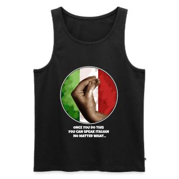 Geste de la main italienne Italia Italie Italiano Drapeau - Débardeur bio Premium Homme - noir - Devant - Michal (187cm)