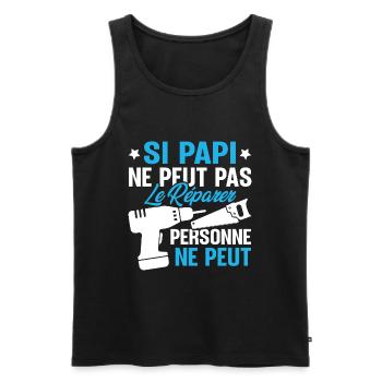 Si Papi ne peut pas le Réparer personne ne peut - Débardeur bio Premium Homme - noir - Devant - Michal (187cm)