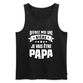 Offrez moi une bière je vais être papa - Débardeur bio Premium Homme - noir - Devant - Michal (187cm)
