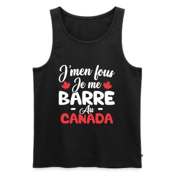 J'men fous je me barre au canada - Débardeur bio Premium Homme - noir - Devant - AI Model Male 178 light (178cm)