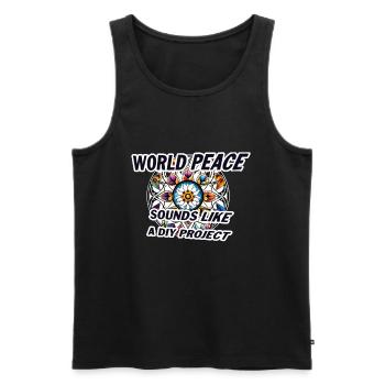 Peace World Peace DIY Dicton - Débardeur bio Premium Homme - noir - Devant - Michal (187cm)