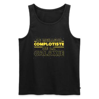 Le meilleur complotiste de la galaxie - Débardeur bio Premium Homme - noir - Devant - AI Model Male 178 light (178cm)