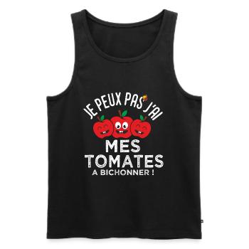 jardin jardinier je peux pas j ai tomates cadeau - Débardeur bio Premium Homme - noir - Devant - Michal (187cm)