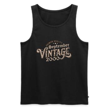 Birthday September 2000 Gift September 2000 - Men's Premium Organic Tank Top - black - Front - AI Model Male 178 light (178cm)