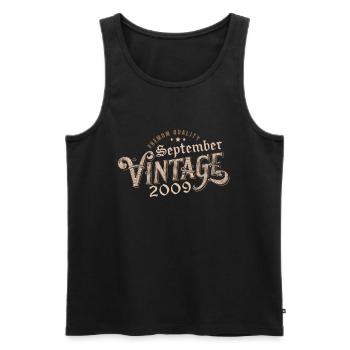Birthday September 2009 Gift September 2009 - Men's Premium Organic Tank Top - black - Front - AI Model Male 178 light (178cm)