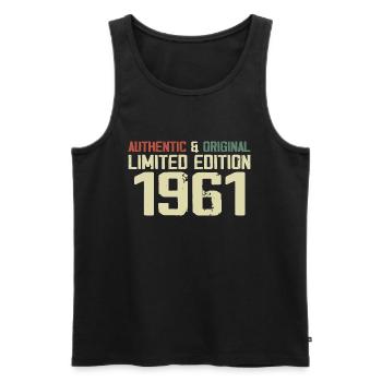 1961 Geburtstagsgeschenk 1961 Jahrgang 1961 Retro - Männer Premium Bio Tank Top - Schwarz - Vorne - AI Model Male 178 light (178cm)