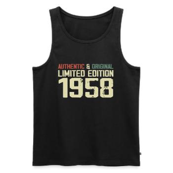1958 Geburtstagsgeschenk 1958 Jahrgang 1958 Retro - Männer Premium Bio Tank Top - Schwarz - Vorne - AI Model Male 178 light (178cm)