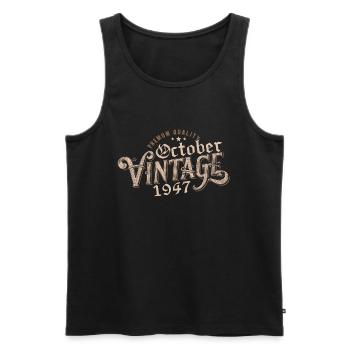 Oktober Geburtstagsgeschenk | Geboren im Oktober 1947 - Männer Premium Bio Tank Top - Schwarz - Vorne - Michal (187cm)