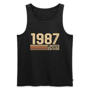 Né en 1987 anniversaire - Cadeau 1987 Vintage 1987 - Débardeur bio Premium Homme - noir - Devant - Michal (187cm)