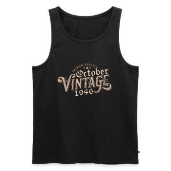Oktober Geburtstagsgeschenk | Geboren im Oktober 1946 - Männer Premium Bio Tank Top - Schwarz - Vorne - Michal (187cm)