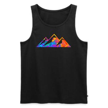 Berge Berg Silhouette Bergsteigen Wanderung - Männer Premium Bio Tank Top - Schwarz - Vorne - AI Model Male 178 light (178cm)
