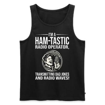 Ham-tastic Radio Operator Transmitting Dad Jokes - Men's Premium Organic Tank Top - black - Front - Michal (187cm)