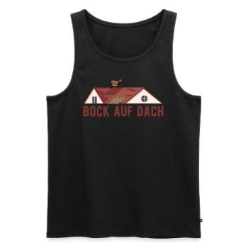 Roofer carpenter tinsmith trestle on roof - Men's Premium Organic Tank Top - black - Front - AI Model Male 178 light (178cm)