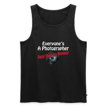 Photographe T-Shirt cadeau photographie - Débardeur bio Premium Homme - noir - Devant - Michal (187cm)