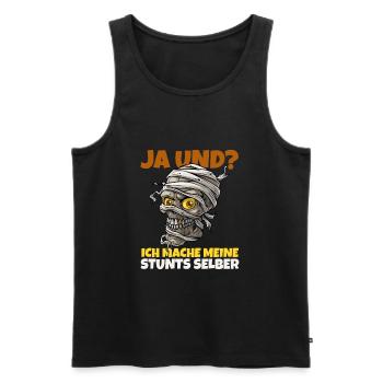 Totenschädel: Ich mache meine Stunts selber - Männer Premium Bio Tank Top - Schwarz - Vorne - Michal (187cm)