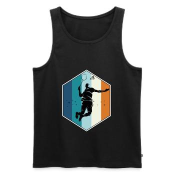 Badminton - Männer Premium Bio Tank Top - Schwarz - Vorne - AI Model Male 178 light (178cm)