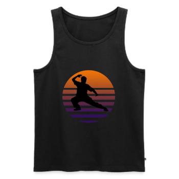 Silhouette de Tai Chi - Débardeur bio Premium Homme - noir - Devant - Michal (187cm)