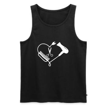 hair stylist - Men's Premium Organic Tank Top - black - Front - AI Model Male 178 light (178cm)