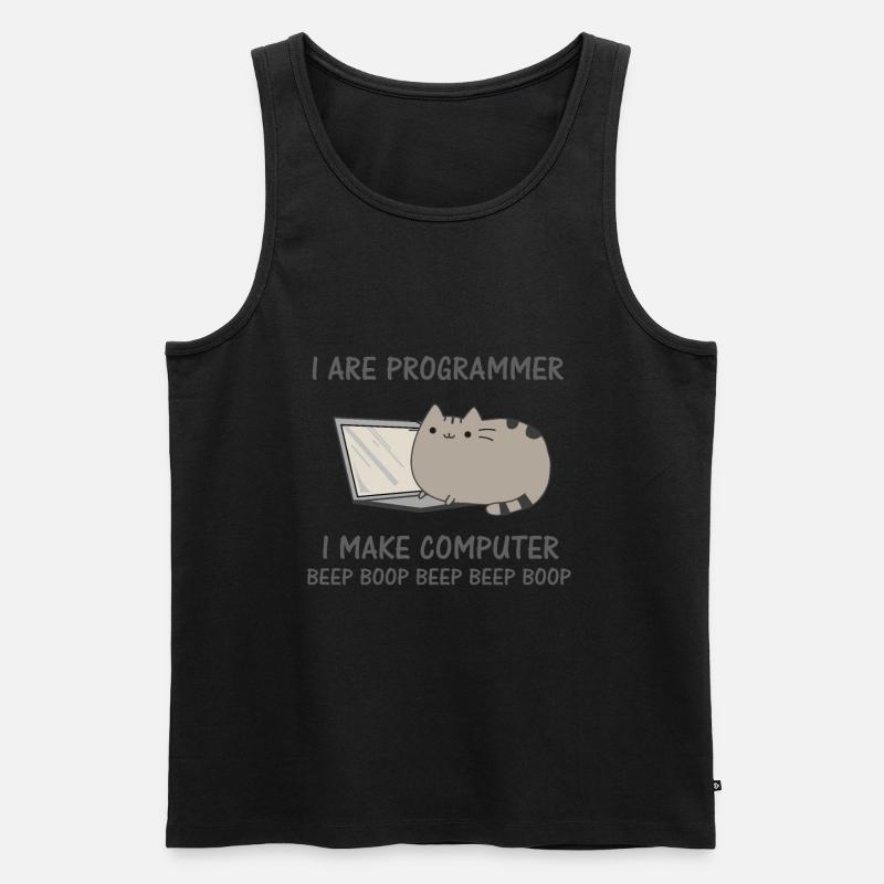 Programierer lustige Katze Computer Nerd - Männer Premium Bio Tank Top - Schwarz
