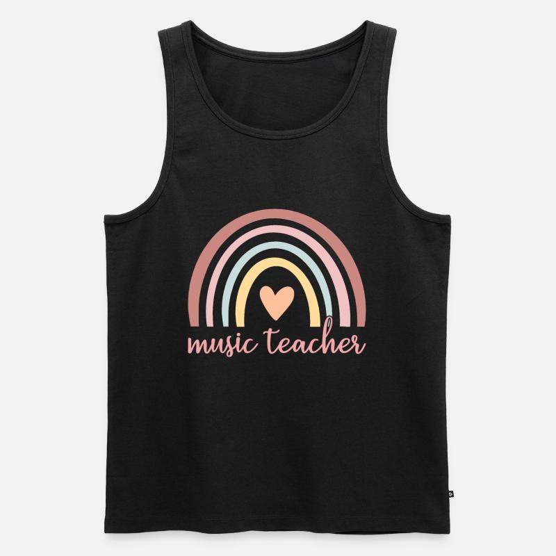Musiklehrer I - Boho Rainbow - Männer Premium Bio Tank Top - Schwarz