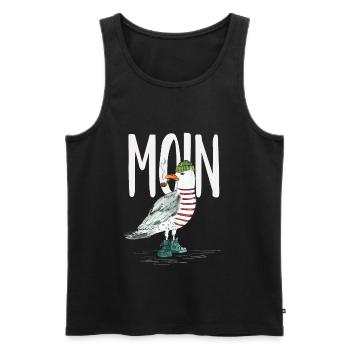 PLATTDEUTSCHER SPRUCH MIT MÖWE - Männer Premium Bio Tank Top - Schwarz - Vorne - Michal (187cm)