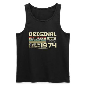 Januar 1974 | Januar 1974 Geburtstagsgeschenk - Männer Premium Bio Tank Top - Schwarz - Vorne - Michal (187cm)