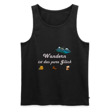 Wandern ist das pure Glück - Männer Premium Bio Tank Top - Schwarz - Vorne - AI Model Male 178 light (178cm)