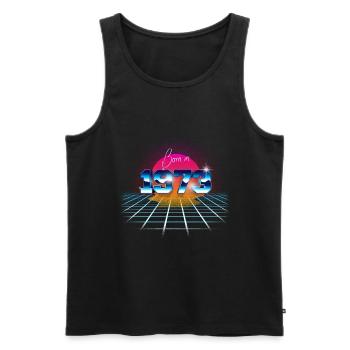 Born in 1973 - Männer Premium Bio Tank Top - Schwarz - Vorne - Michal (187cm)