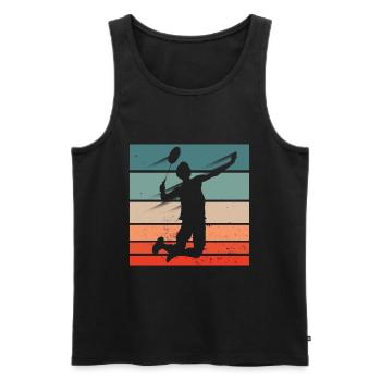 Badminton Player Jump Smash - Men's Premium Organic Tank Top - black - Front - Michal (187cm)