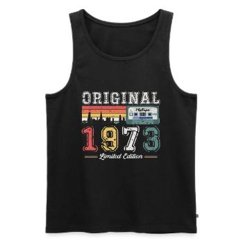 50th Birthday Man Vintage 1973 Vintage Cassette - Men's Premium Organic Tank Top - black - Front - Michal (187cm)