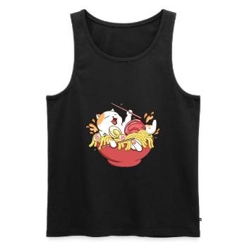 Happy Cat Ramen Noodles - Men's Premium Organic Tank Top - black - Front - AI Model Male 178 light (178cm)