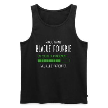 Blagues De Papa En Cours De Chargement Humour - Débardeur bio Premium Homme - noir - Devant - Michal (187cm)