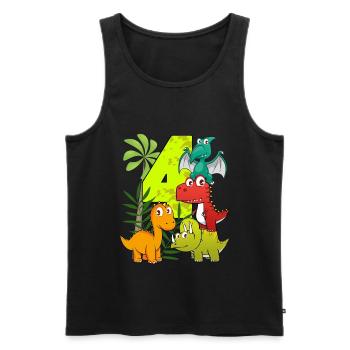 Garçon d'anniversaire de 4 ans quatre 4. Dino T-Rex - Débardeur bio Premium Homme - noir - Devant - Michal (187cm)