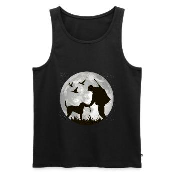 Chasseur avec chiens pour chasseurs chasse et cadeau de chasse - Débardeur bio Premium Homme - noir - Devant - Michal (187cm)