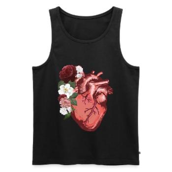 Anatomical Heart Flowers Love Women Men - Men's Premium Organic Tank Top - black - Front - AI Model Male 178 light (178cm)
