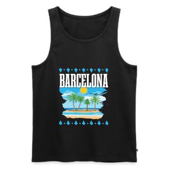 Barcelona - Men's Premium Organic Tank Top - black - Front - Michal (187cm)