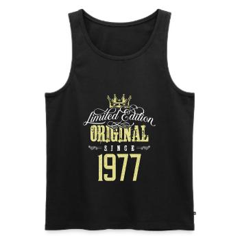 1977 limited edition - Men's Premium Organic Tank Top - black - Front - Michal (187cm)