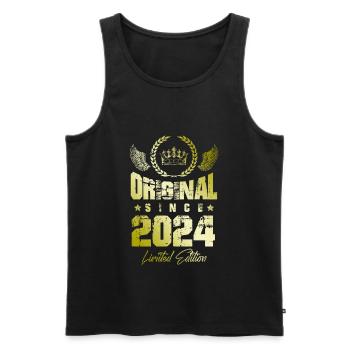 Édition limitée 2024 - Débardeur bio Premium Homme - noir - Devant - AI Model Male 178 light (178cm)