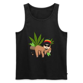 WEED Sloth Rastafari Outfit - Men's Premium Organic Tank Top - black - Front - AI Model Male 178 light (178cm)