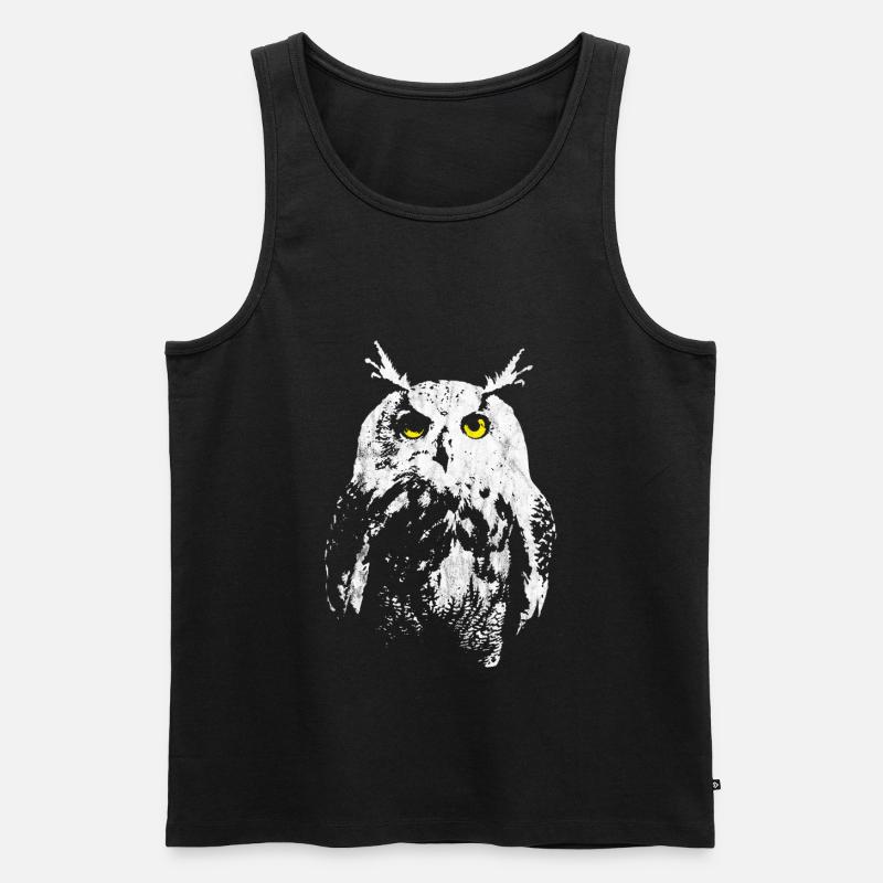Eule - Männer Premium Bio Tank Top - Schwarz