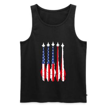 American Flag USA Airplane Jet Fighter 4th July Pa - Men's Premium Organic Tank Top - black - Front - AI Model Male 178 light (178cm)
