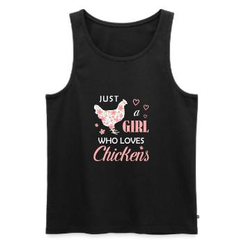 Just a Girl Who Loves Chickens Chicken Flowers Far - Men's Premium Organic Tank Top - black - Front - Michal (187cm)