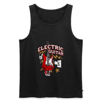 Guitare électrique Rock - Débardeur bio Premium Homme - noir - Devant - AI Model Male 178 light (178cm)